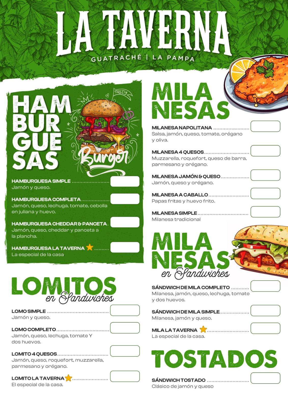 Carta La Taverna - página 1
